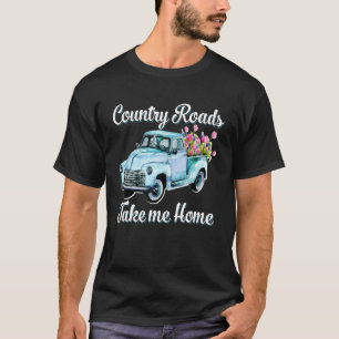 T-shirt Western Texas Vintage Truck Country Roads Me Prene