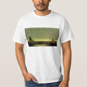 T-shirt Western vintage, camp indien à l'aube par Tavernie