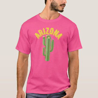 T-shirt WesternStyle Arizona Saguaro Gold Text State Flowe