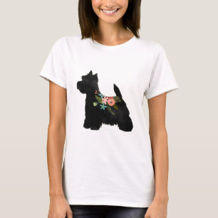 T-shirt Westie Chien race Boho Floral Silhouette