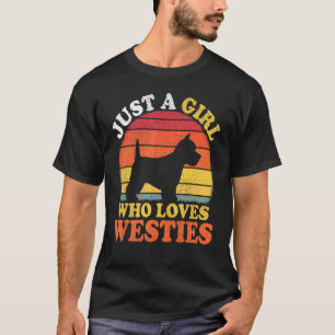 T-shirt Westie Chien Vintage Juste Une Fille Qui Aime Les