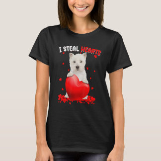 T-shirt Westie Dog I Steal Hearts mignonne Valentine Day W