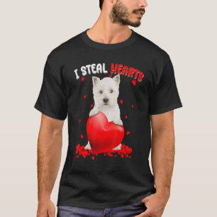 T-shirt Westie Dog I Steal Hearts mignonne Valentine Day W