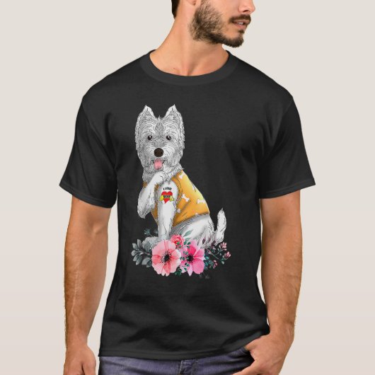 T-shirt Westie I Love Mom Tattoo Dog Funny Mother's Day (Devant)