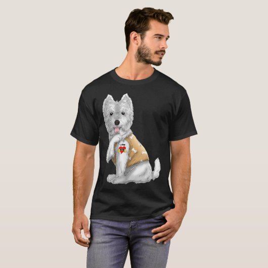 T-shirt Westie I Love Mom Tattoo Dog Funny Mother's Day Gi (Devant entier)