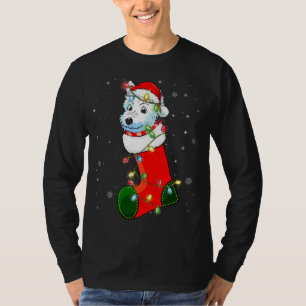 T-shirt Westie sapin de Noël Westie Santa Hat Lights Noël