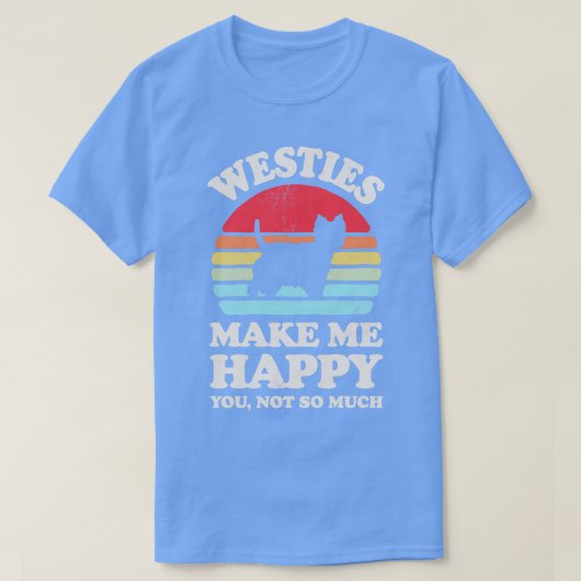 T-shirt Westies me rendre heureux Sunset Retro pour hommes (Design devant)
