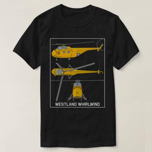 T-shirt Westland Whirlwind British Yellow Helicopter Diagr (Design devant)