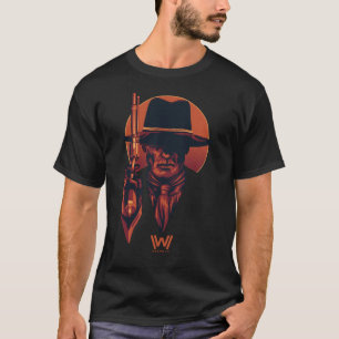T-shirt Westworld   Homme en noir avec révolver