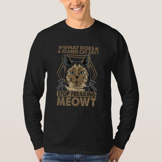 T-shirt What Does A Scared Cat Say (Devant)