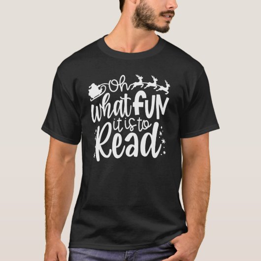 T-shirt What Fun It Is To Read Librarian Christmas Book (Devant)