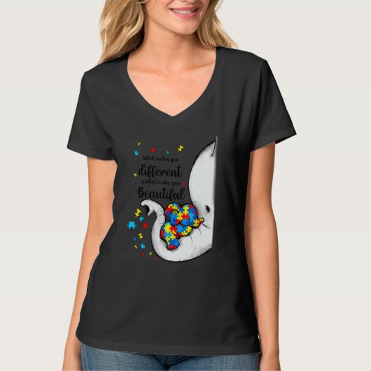T-shirt What Makes You Different Elephant Mom Autism Child (Devant)