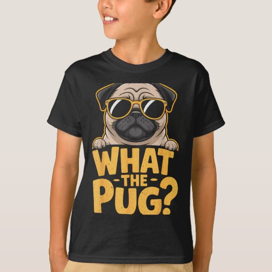 T-shirt What The Pug For Kids Boys Funny Dog Lover Pun (Devant)