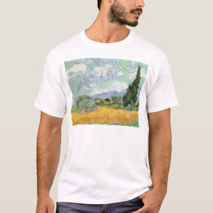 T-shirt Wheatfield de Vincent van Gogh avec des cyprès,