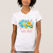 T-shirt Whimsical Bee Leaf crayon Art Happy Eco-Conscious (Devant)