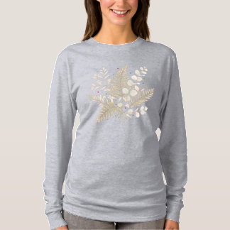 T-shirt whimsical beige floral fairycore design