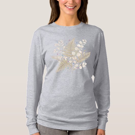 T-shirt whimsical beige floral fairycore design (Devant)