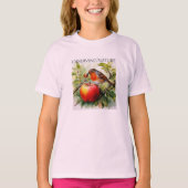 T-shirt  Whimsical Bird & Apple Delight (Devant)
