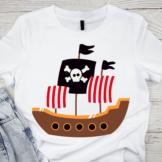 T-shirt Whimsical Brown et Red Pirate Ship