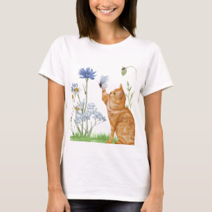 T-shirt Whimsical Chat & Tee Fleur sauvage femme