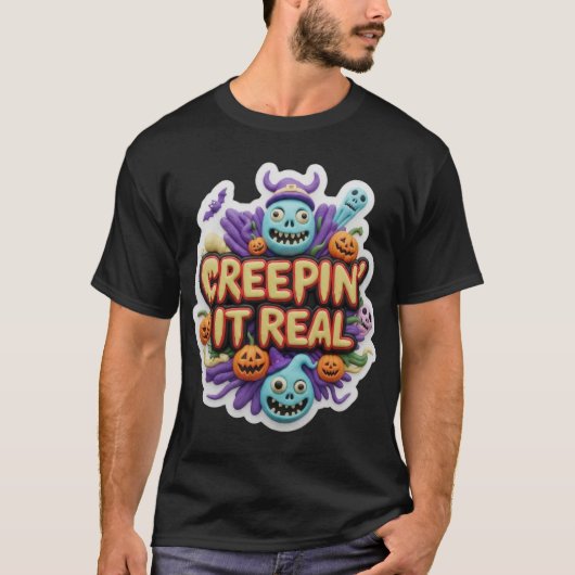 T-shirt Whimsical clay Halloween illustration with spooky  (Devant)