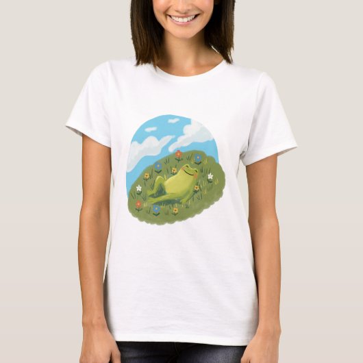 T-shirt Whimsical Frog Chilling On The Hill Illustration (Devant)