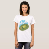 T-shirt Whimsical Frog Chilling On The Hill Illustration (Devant entier)
