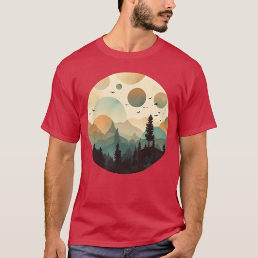 T-shirt Whimsical Mystery Forest Camping Layered Foggy fri (Devant)