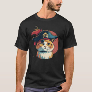 T-shirt Whimsical PIRATE Cat Steals the Show vintage