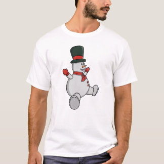 T-shirt Whimsical Snowman with Top Hat and Scarf