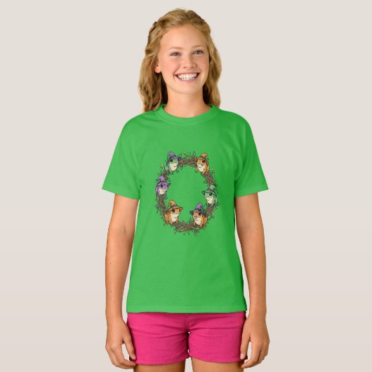 T-shirt Whimsical Wreath Border Adorned With Witchy Toads (Devant entier)