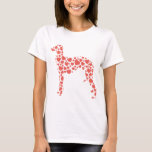 T-shirt Whippet<br><div class="desc">Whippet dans le Motif des coeurs</div>
