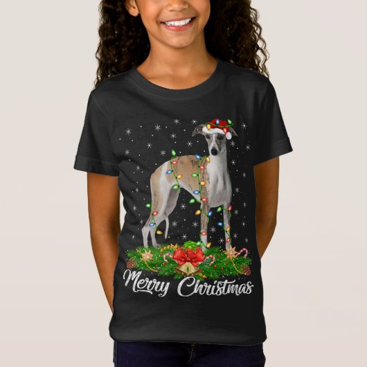 T-Shirt Whippet Amoureux des chiens correspondant Santa Ha (Devant)