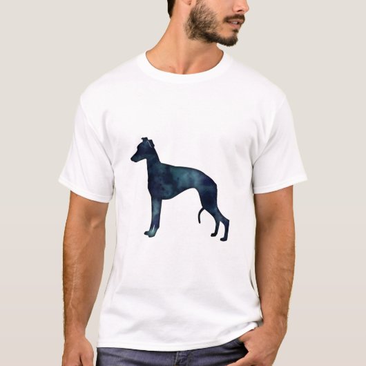 T-shirt Whippet Chien race Noir Aquarelle Silhouette (Devant)