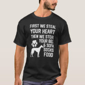 T-shirt Whippet Chien Voler votre coeur Voler votre lit et (Devant)