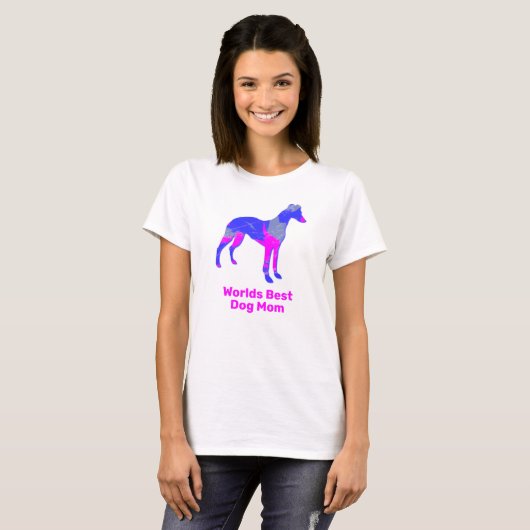 T-shirt Whippet/Italien Greyhound Dog Silhouette rose bleu (Devant entier)