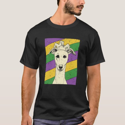 T-shirt Whippet Jester Mardi Gras Dog Mom or Dad (Devant)