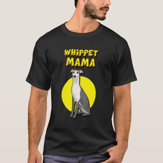 T-shirt Whippet Mama Blanc Noir Whippet Chien Mère (Devant)