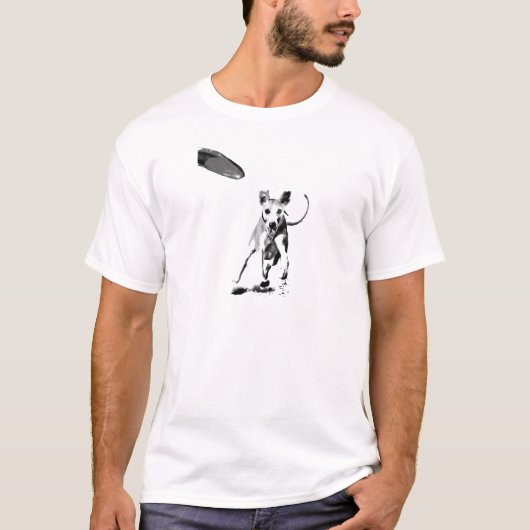 T-shirt Whippets chassant un frisbee (Devant)