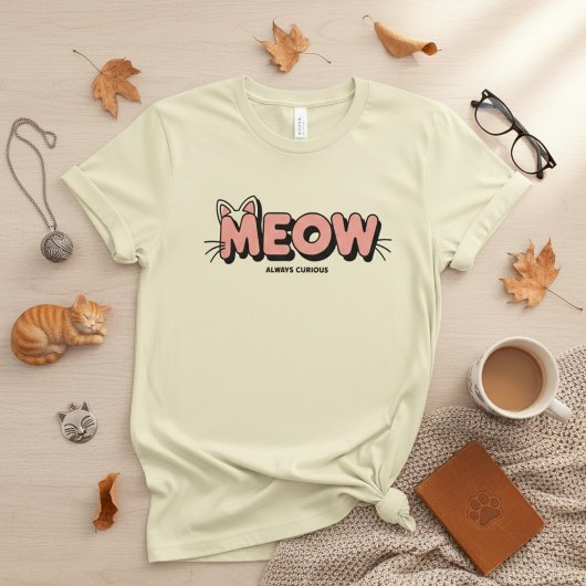 T-shirt Whisker Typography Design – MEOW Minimal Cat