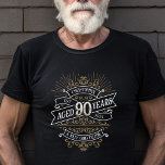 T-shirt Whiskey Mens Funny 90e anniversaire<br><div class="desc">Célébrez le grand 9-0 avec style et humour avec ce design d'anniversaire au whisky vintage d'inspiration étiquette. La typographie noir, or et blanc est ornée et élégante, lui conférant une atmosphère rétro vintage classique. Parfait pour l'homme (ou la femme !) dans votre vie qui aime leur scotch, les esprits, le...</div>