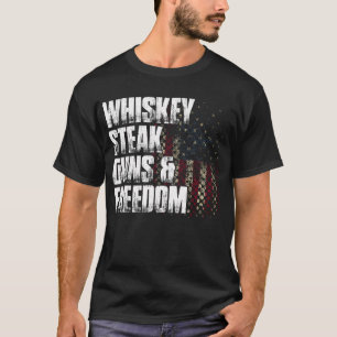 T-shirt Whiskey Steak Guns Liberté Drapeau Patriotique Cad