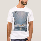 T-shirt Whispers in the Snow – Winter Forest with Deer (Devant)