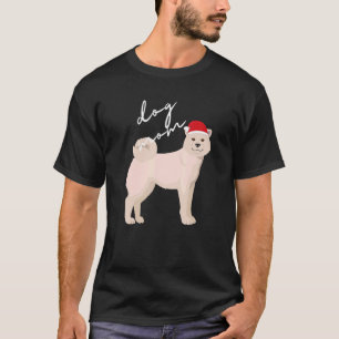 T-shirt White Akita Chien Maman Noël