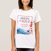 T-shirt White Blue Red Nautical Ahoy Boy Lighthouse (Devant)