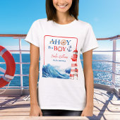 T-shirt White Blue Red Nautical Ahoy Boy Lighthouse
