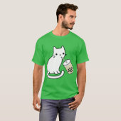 T-shirt White Cat Drinking Boba Milkea boy (Devant entier)