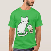 T-shirt White Cat Drinking Boba Milkea boy (Devant)