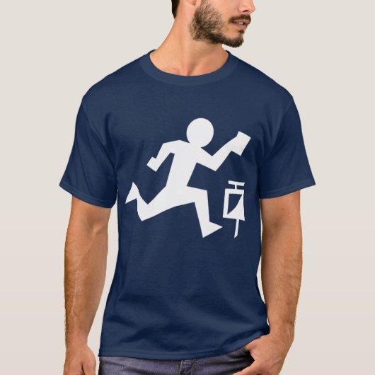 T-shirt White drawing orienteering boy (Devant)