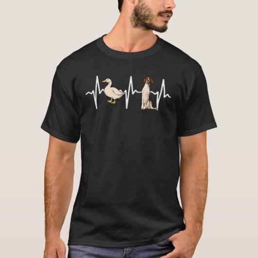 T-shirt White Duck Irlandais Rouge Et Blanc Setter Heartbe (Devant)